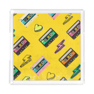 Retro Cassette: 80's Love Party Design Acrylic Tray