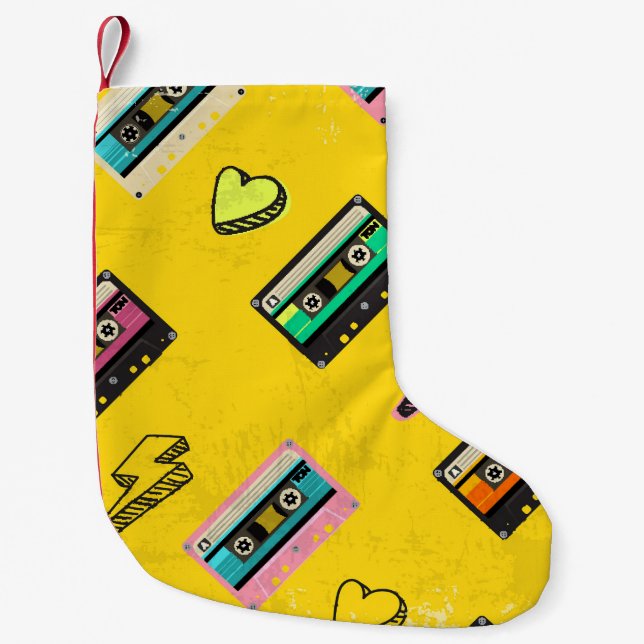 Retro Cassette: 80's Love Party Design Small Christmas Stocking (Front)
