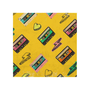 Retro Cassette: 80's Love Party Design Wood Wall Art