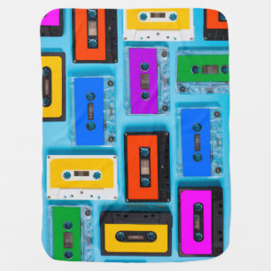 Retro Cassette: Blue Background Collection Baby Blanket