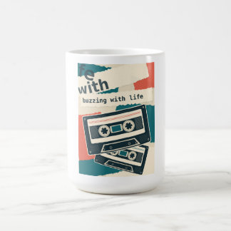 Retro Cassette Buzzing with Life Graphic Coffee Mug