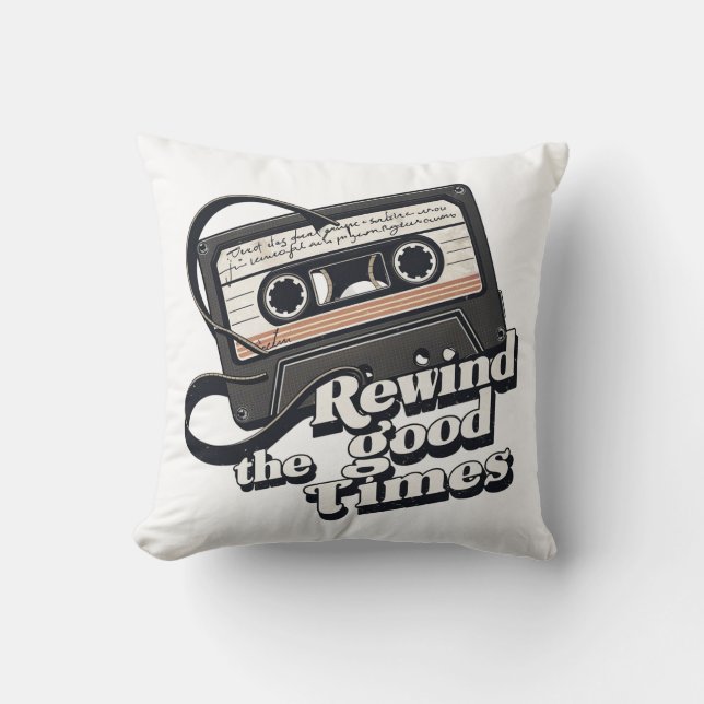 Retro Cassette Design for Nostalgia lovers Throw Pillow (Front)