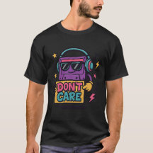 Retro Cassette 'Don't Care' Funny Aesthetic Tee