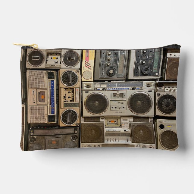 Retro cassette on print cut sew pouch (Front)