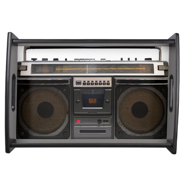 retro cassette player music hipster stereo tape serving tray (Front)