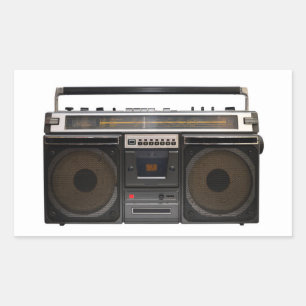 retro cassette player music stereo tape vintage rectangular sticker
