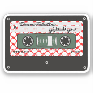 Retro Cassette Red Keffiyeh Palestine Artwork Sticker