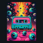 Retro Cassette Surreal Pop Art Poster<br><div class="desc">Behold the Psychedelic Mixtape, a portal to an alternate dimension of sound and sight. This isn't just a cassette tape; it's a cosmic artifact from an era of raw, analog energy. The vibrant, hot pink and electric blue shell holds more than just music—it contains a torrent of imagination. As the...</div>