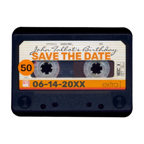 Retro Cassette tape 50th birthday Save the date M2 Magnet