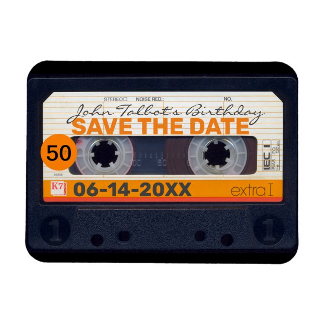 Retro Cassette tape 50th birthday Save the date M2 Magnet (Horizontal)