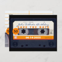 Retro Cassette tape 50th birthday Save the date P2