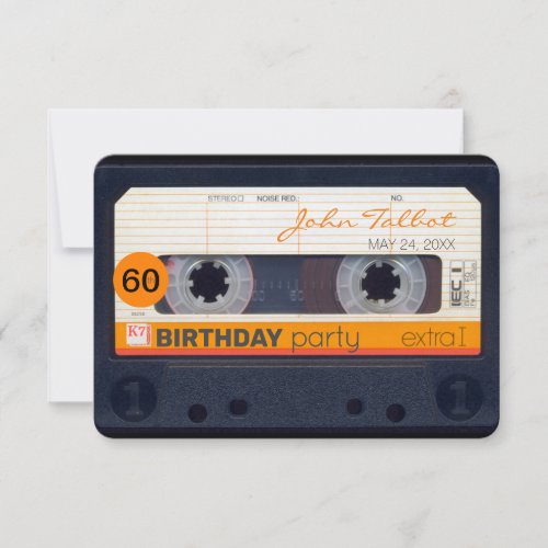 Retro Cassette tape 60th birthday Party Invitation