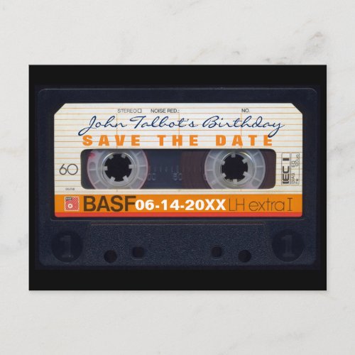 Retro Cassette Tape 60th birthday Save the date PC Announcement Postcard