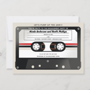 Retro Cassette Tape Beige Grey 90's Engagement Invitation