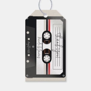 Retro Cassette Tape Beige Grey Wedding Gift Tags
