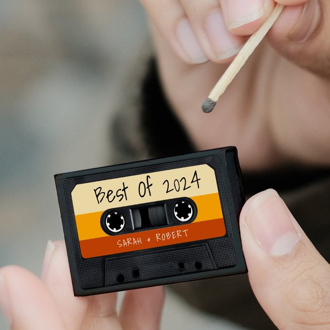 Retro Cassette Tape Best of Wedding Favor Matchboxes (retro cassette tape wedding favor)