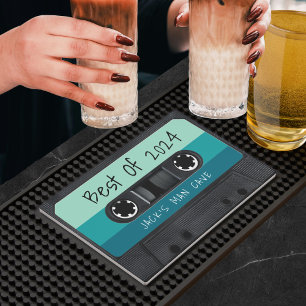 Retro Cassette Tape Blue Best of Bar Mat