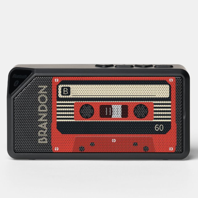 Retro Cassette Tape Custom Name Monogram Bluetooth Speaker (Front)
