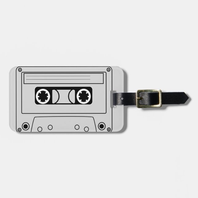 Retro cassette tape grunge music luggage tag (Front Horizontal)
