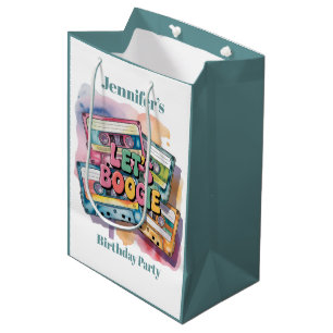 Retro Cassette Tape Let’s Boogie Adult Birthday  Medium Gift Bag