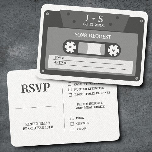 Retro Cassette Tape Mix Song Request RSVP Enclosure Card