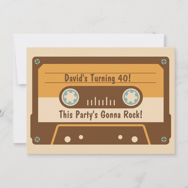Retro Cassette Tape Party Invitation (Front)