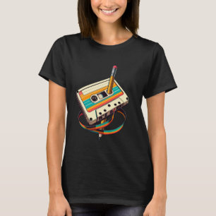 Retro Cassette Tape & Pencil Rewind Nostalgia Part T-Shirt