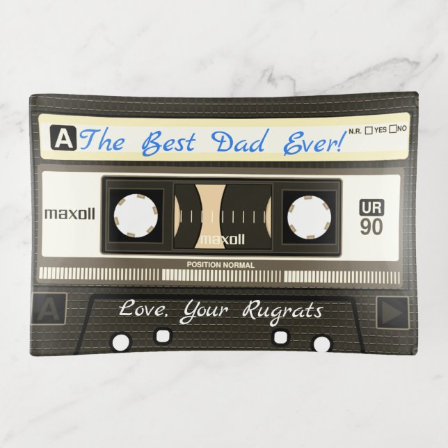 Retro Cassette Tape Personalized Trinket Tray (Front)