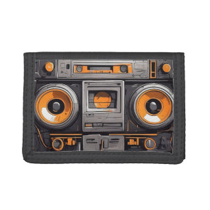 Retro Cassette Tape Player Trifold Wallet
