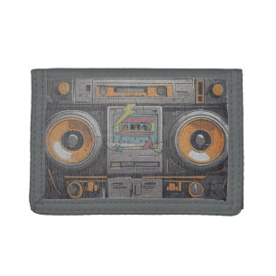 Retro Cassette Tape Player - Vintage Boombox Tri-fold Wallet