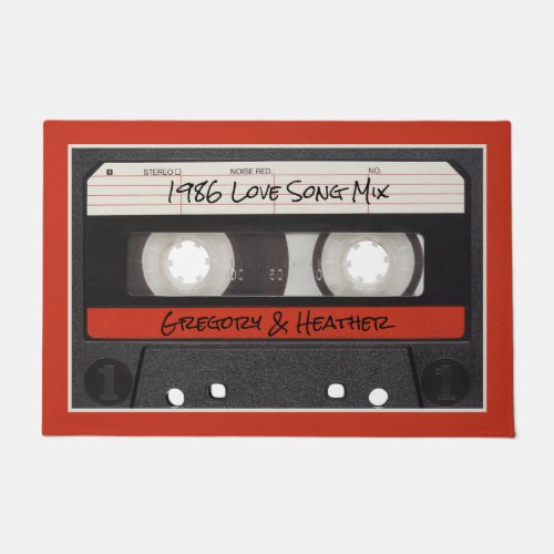 Retro Cassette Tape Red Black Doormat