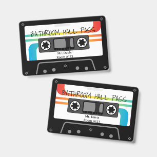 retro cassette tape school hall pass badge