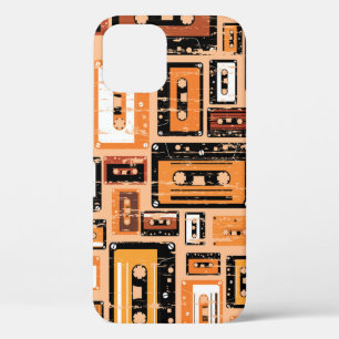 Retro Cassette Tape Seamless Pattern iPhone 12 Case