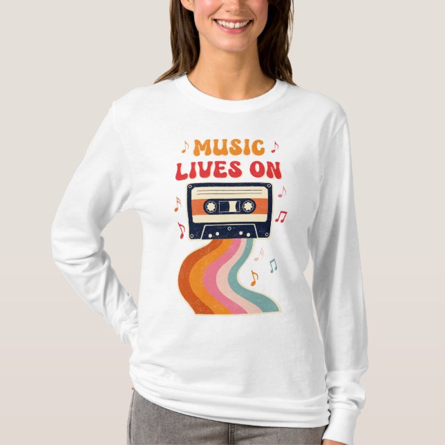 Retro Cassette Tape Shirt – Music Lives On Vintage (Front)