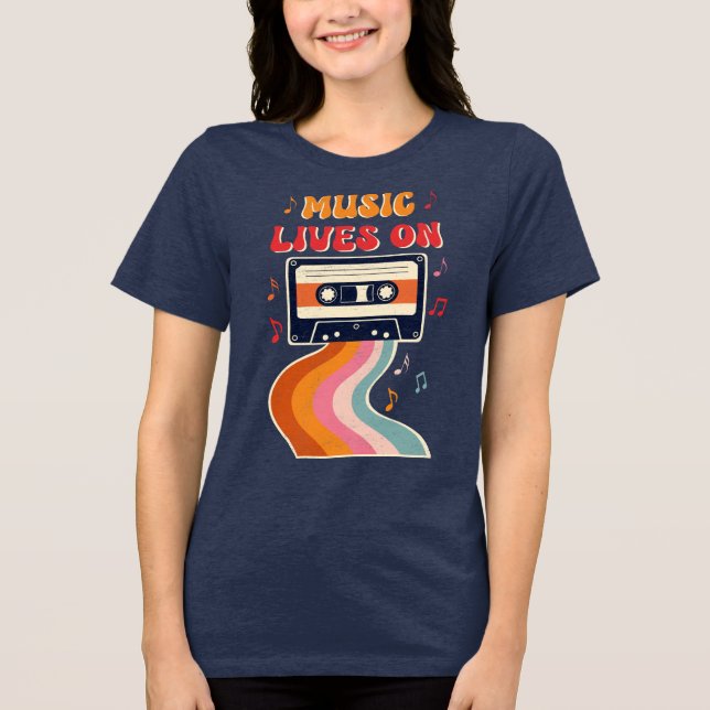 Retro Cassette Tape Shirt – Music Lives On Vintage (Front)