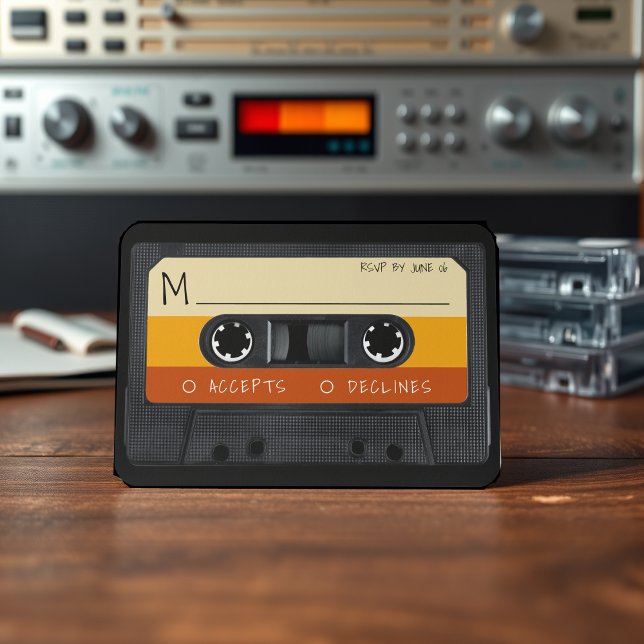 Retro Cassette Tape Striped RSVP Card (Retro Cassette Tape Striped RSVP Card
)