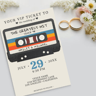 Retro Cassette Tape The Greatest Hit Wedding Invitation