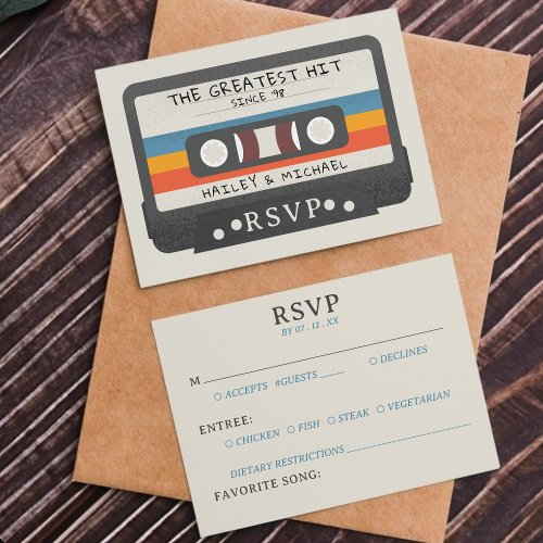 Retro Cassette Tape The Greatest Hit Wedding RSVP