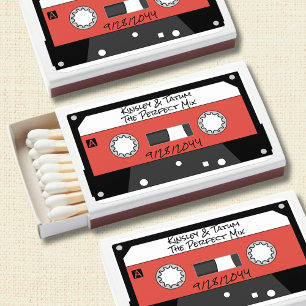 Retro Cassette Tape The Perfect Mix Red Wedding Matchboxes