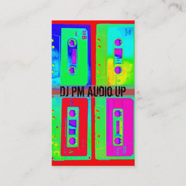 Retro Cassette Tape Throw Back DJ Record Business Card (Front)