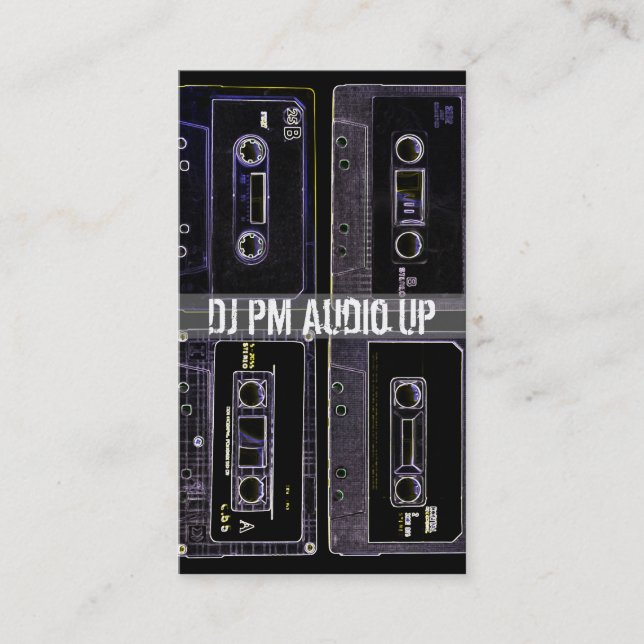 Retro Cassette Tape Throw Back DJ Record Business Card (Front)