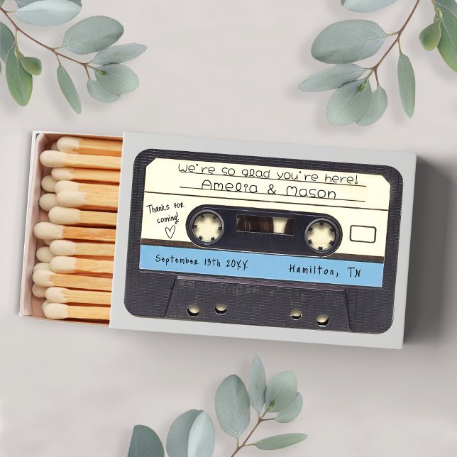 Retro Cassette Tape Wedding Favor Matchboxes (Retro Cassette Tape Wedding Favor Matchboxes)