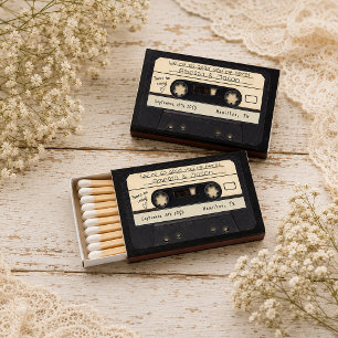 Retro Cassette Tape Wedding Favor Matchboxes