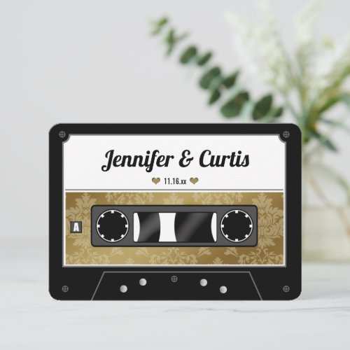 Retro Cassette Tape Wedding Favor Thank You Card