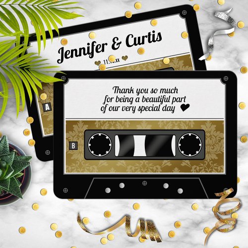 Retro Cassette Tape Wedding Favor Thank You Card