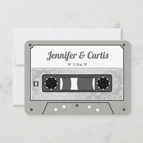 Retro Cassette Tape Wedding Favor Thank You Card