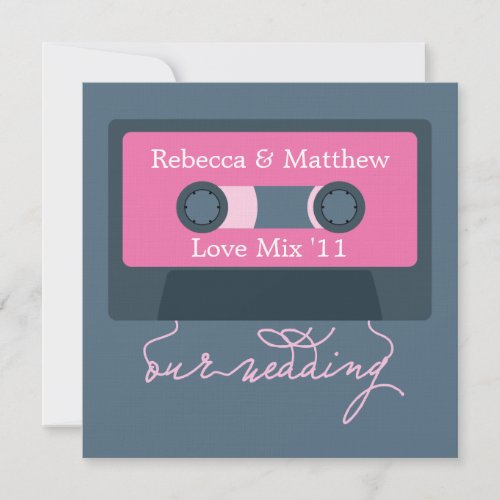 Retro Mixtape Wedding Custom Invitations
