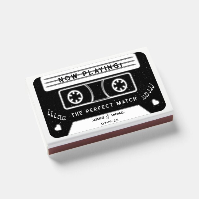 Retro Cassette Tape Wedding Perfect Match Favors (Front Closed)