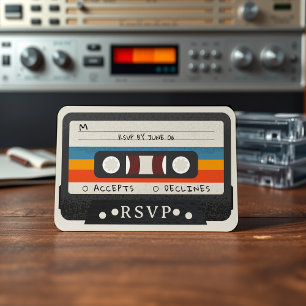 Retro Cassette Tape Wedding RSVP Card