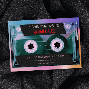 Retro cassette tape wedding save the date